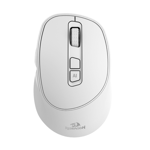 Redragon BM4195 AI Smart Wireless Mouse, 2.4G & BT Computer Office Mouse, Translate & Voice Typing, 5 DPI Adjustable, Ergonomic Design, Long Battery Life, for Laptop/Desktop/PC, White | show