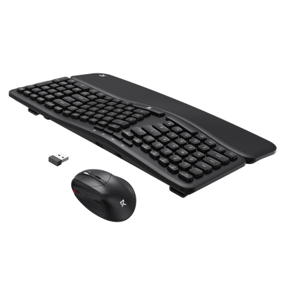 Redragon BS7162 Wireless Keyboard and Mouse Combo, 108 Keys 2.4Ghz Wireless Low-Profile Membrane Keyboard w/Sloping Comfy Design, Wrist Rest, 4000 DPI Max Ergonomic Mouse
