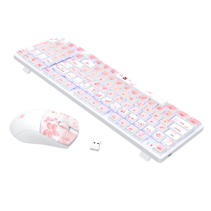 Redragon BS7552 Wireless Keyboard and Mouse Pink Combo 