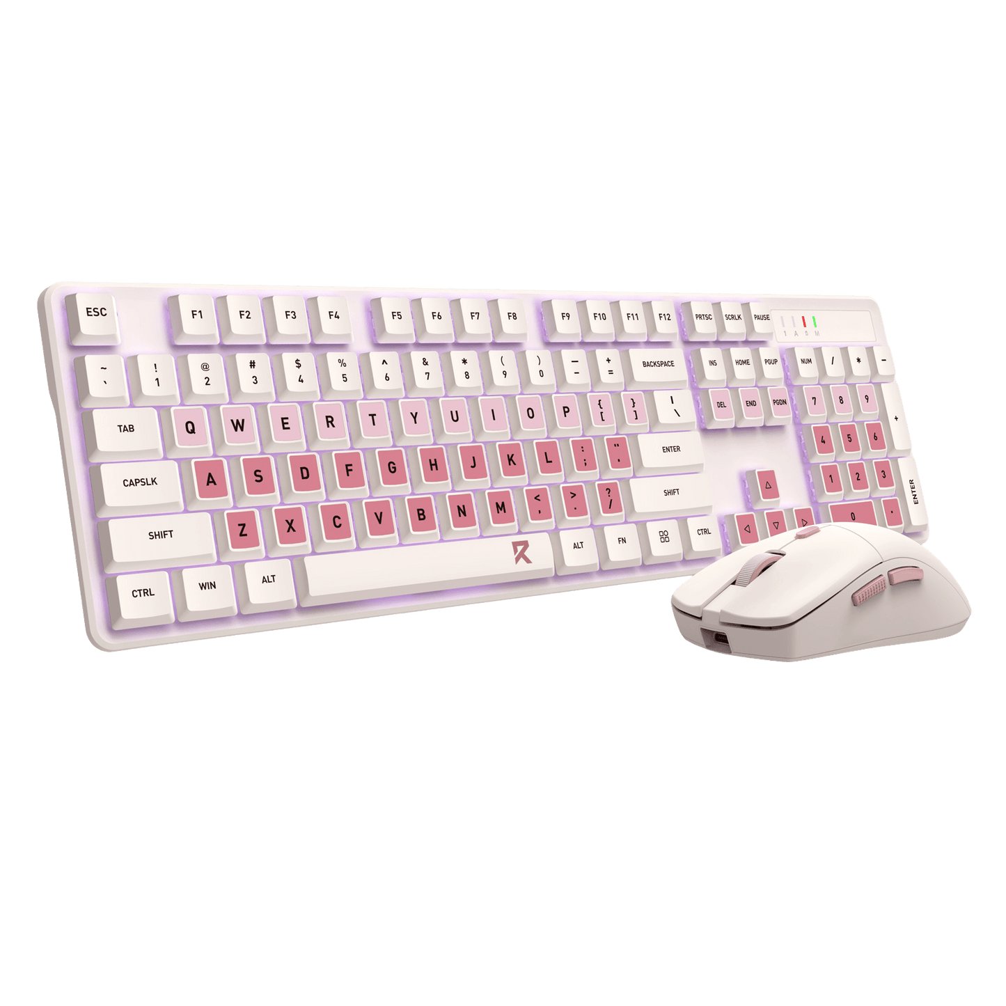Redragon BS 8531 Wireless Keyboard & Mouse Combo, 104 Keys Low-Profile Mechanical Switch White LED Gaming Keyboard and 8000 DPI Mouse Bundle, Sakura Pink