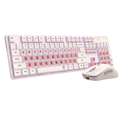Redragon BS 8531 Wireless Keyboard & Mouse Combo, 104 Keys Low-Profile Mechanical Switch White LED Gaming Keyboard and 8000 DPI Mouse Bundle, Sakura Pink