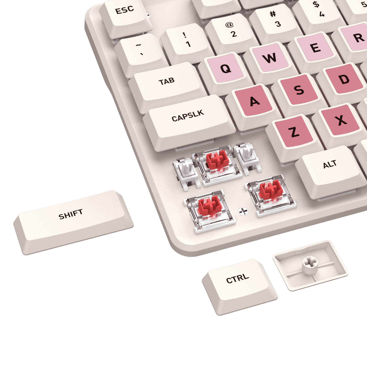 Redragon BS 8531 Wireless Keyboard & Mouse Combo, 104 Keys Low-Profile Mechanical Switch White LED Gaming Keyboard and 8000 DPI Mouse Bundle, Sakura Pink
