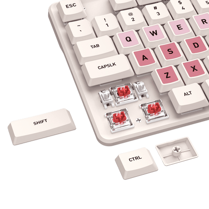 Redragon BS 8531 Wireless Keyboard & Mouse Combo, 104 Keys Low-Profile Mechanical Switch White LED Gaming Keyboard and 8000 DPI Mouse Bundle, Sakura Pink