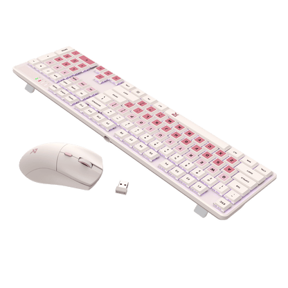 Redragon BS 8531 Wireless Keyboard & Mouse Combo, 104 Keys Low-Profile Mechanical Switch White LED Gaming Keyboard and 8000 DPI Mouse Bundle, Sakura Pink