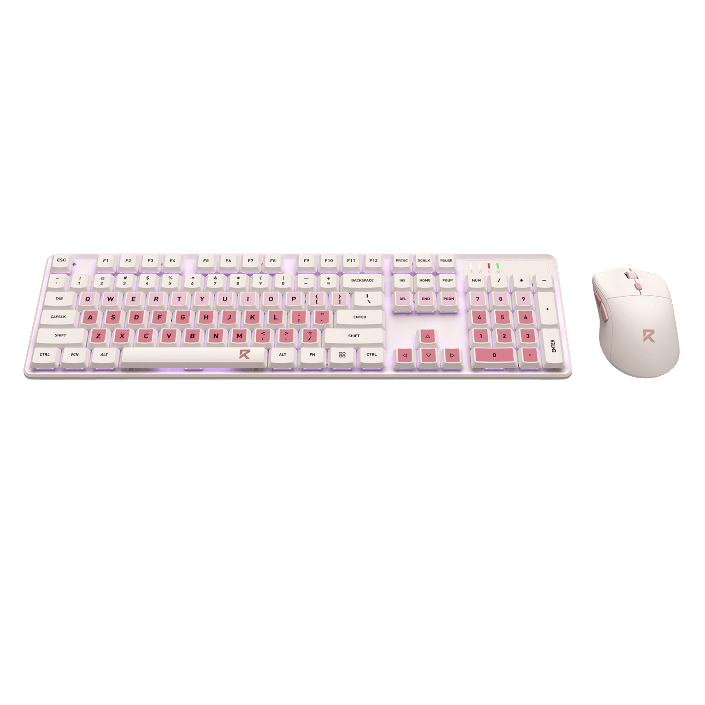 Redragon BS 8531 Wireless Keyboard & Mouse Combo, 104 Keys Low-Profile Mechanical Switch White LED Gaming Keyboard and 8000 DPI Mouse Bundle, Sakura Pink