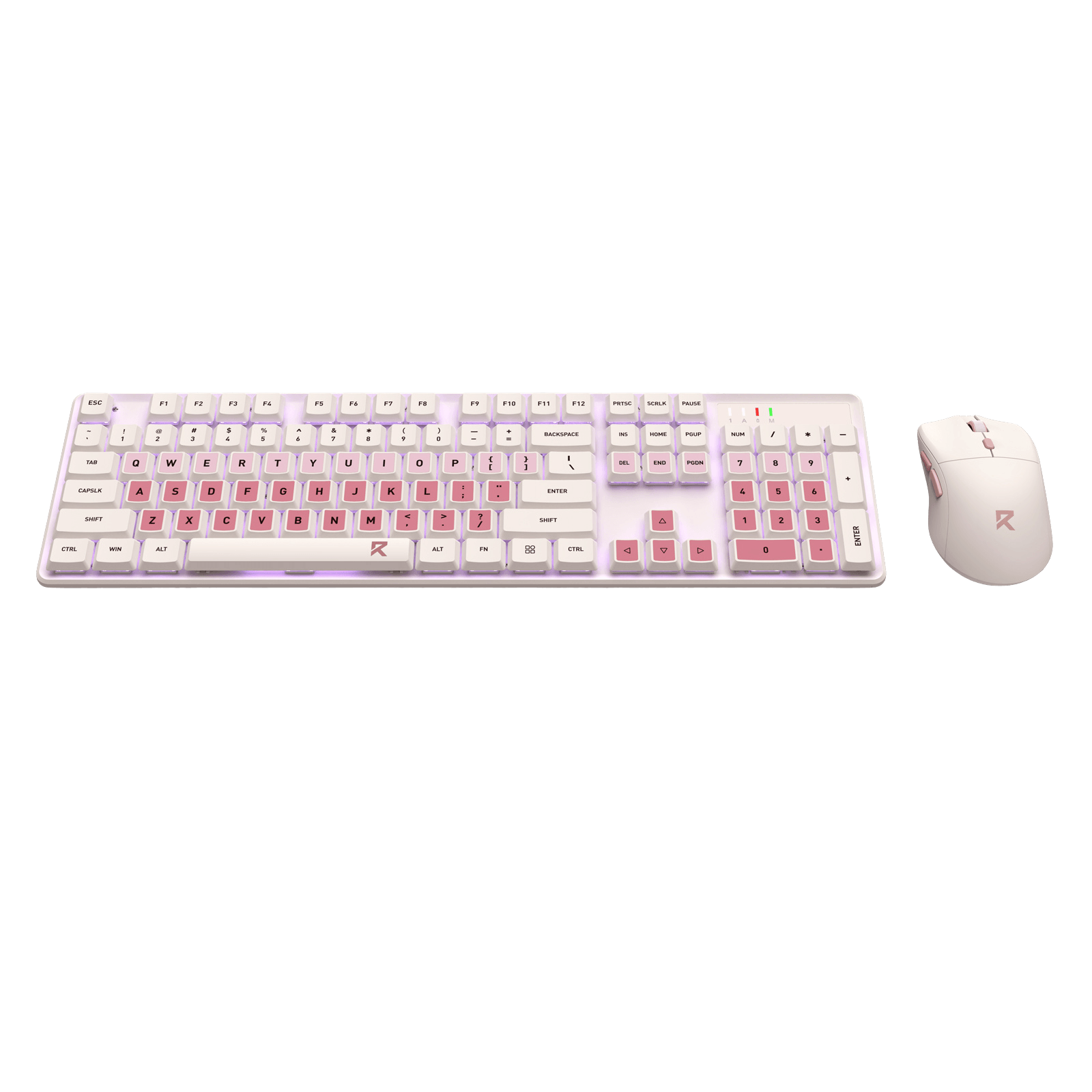 Redragon BS 8531 Wireless Keyboard & Mouse Combo, 104 Keys Low-Profile Mechanical Switch White LED Gaming Keyboard and 8000 DPI Mouse Bundle, Sakura Pink