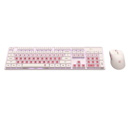 Redragon BS 8531 Wireless Keyboard & Mouse Combo, 104 Keys Low-Profile Mechanical Switch White LED Gaming Keyboard and 8000 DPI Mouse Bundle, Sakura Pink