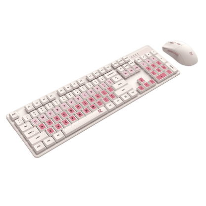 Redragon BS 8531 Wireless Keyboard & Mouse Combo, 104 Keys Low-Profile Mechanical Switch White LED Gaming Keyboard and 8000 DPI Mouse Bundle, Sakura Pink