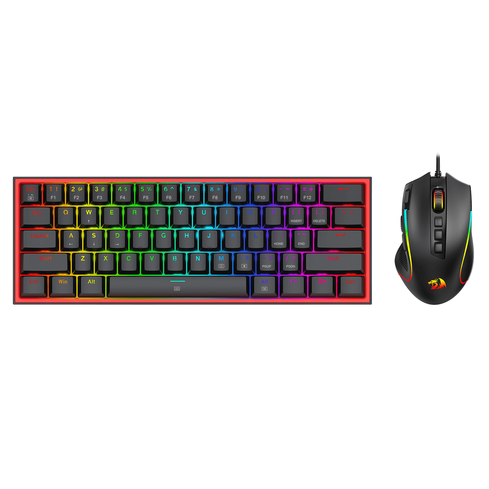 Redragon CB201 Gaming Keyboard & Mouse Combo, 61 Keys K617 Wired RGB Gaming Keyboard and 8000 DPI Wired M612 Gaming Mouse Bundle, Black | show