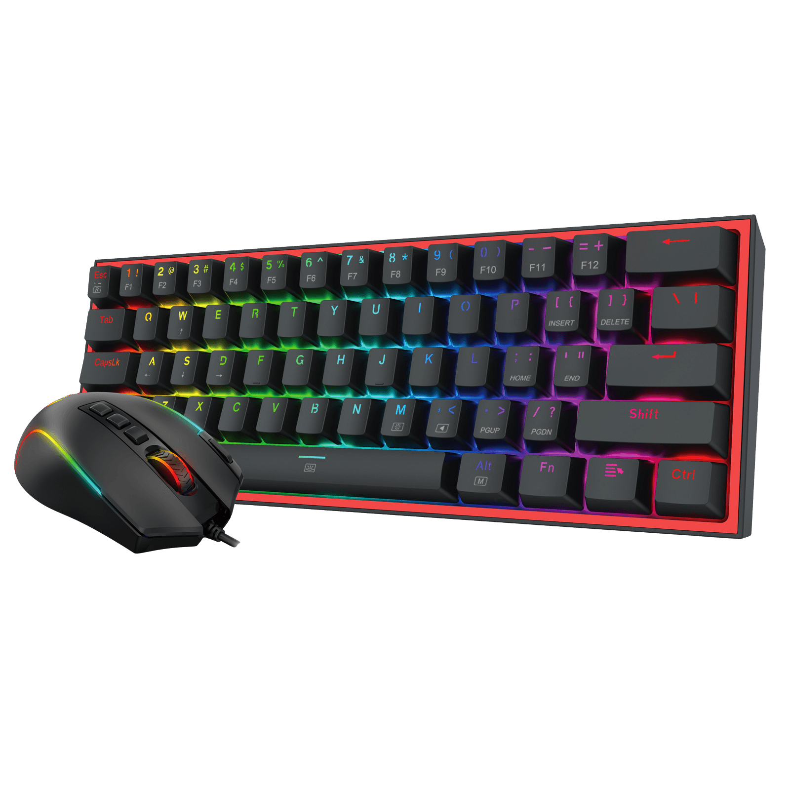 Redragon CB201 Gaming Keyboard & Mouse Combo, 61 Keys K617 Wired RGB Gaming Keyboard and 8000 DPI Wired M612 Gaming Mouse Bundle, Black