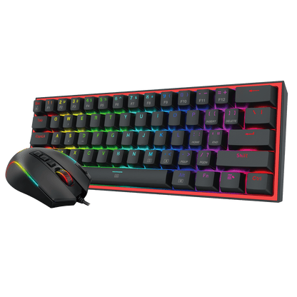 Redragon CB201 Gaming Keyboard & Mouse Combo, 61 Keys K617 Wired RGB Gaming Keyboard and 8000 DPI Wired M612 Gaming Mouse Bundle, Black
