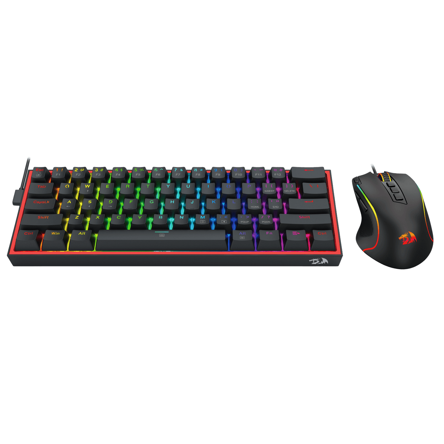 Redragon CB201 Gaming Keyboard & Mouse Combo, 61 Keys K617 Wired RGB Gaming Keyboard and 8000 DPI Wired M612 Gaming Mouse Bundle, Black