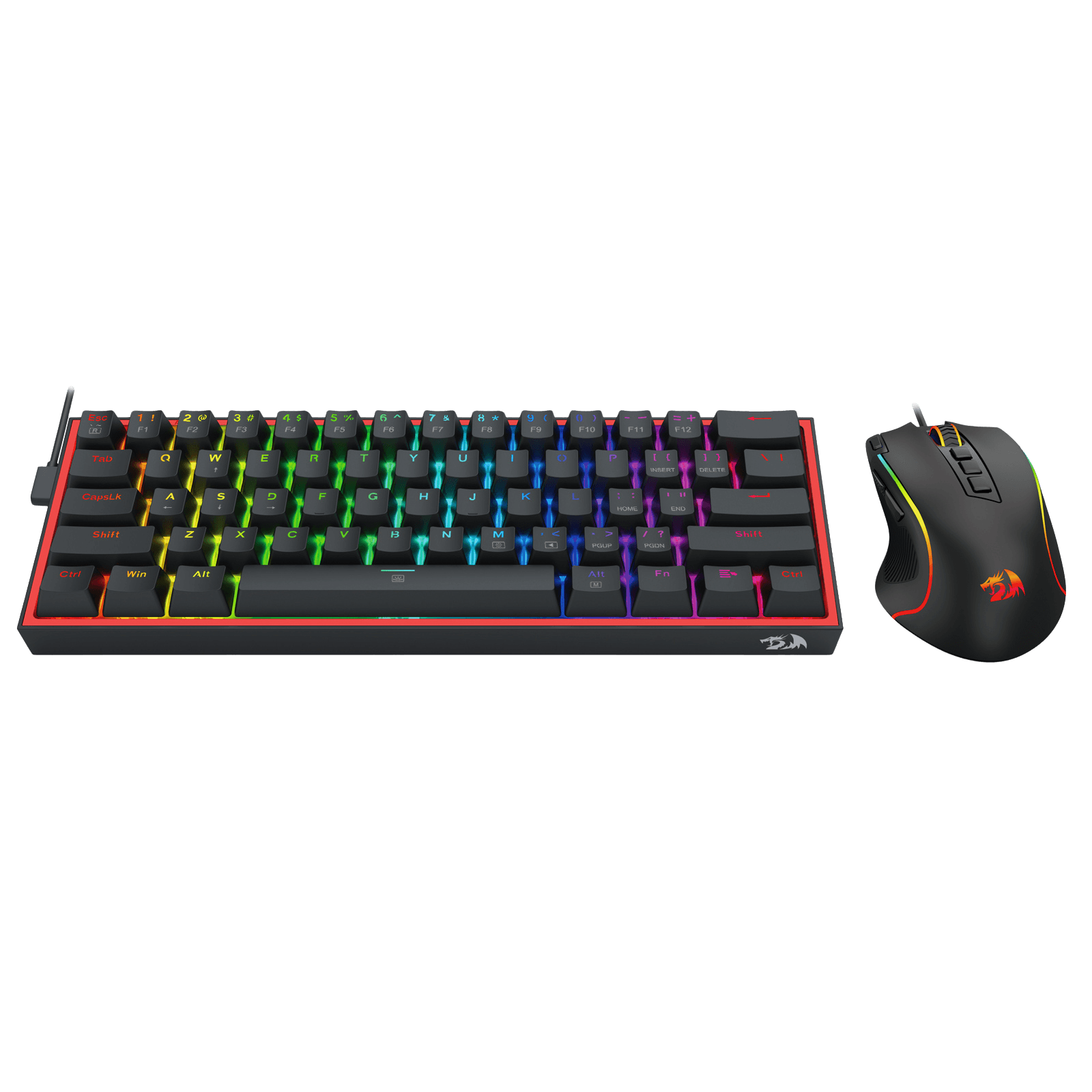 Redragon CB201 Gaming Keyboard & Mouse Combo, 61 Keys K617 Wired RGB Gaming Keyboard and 8000 DPI Wired M612 Gaming Mouse Bundle, Black