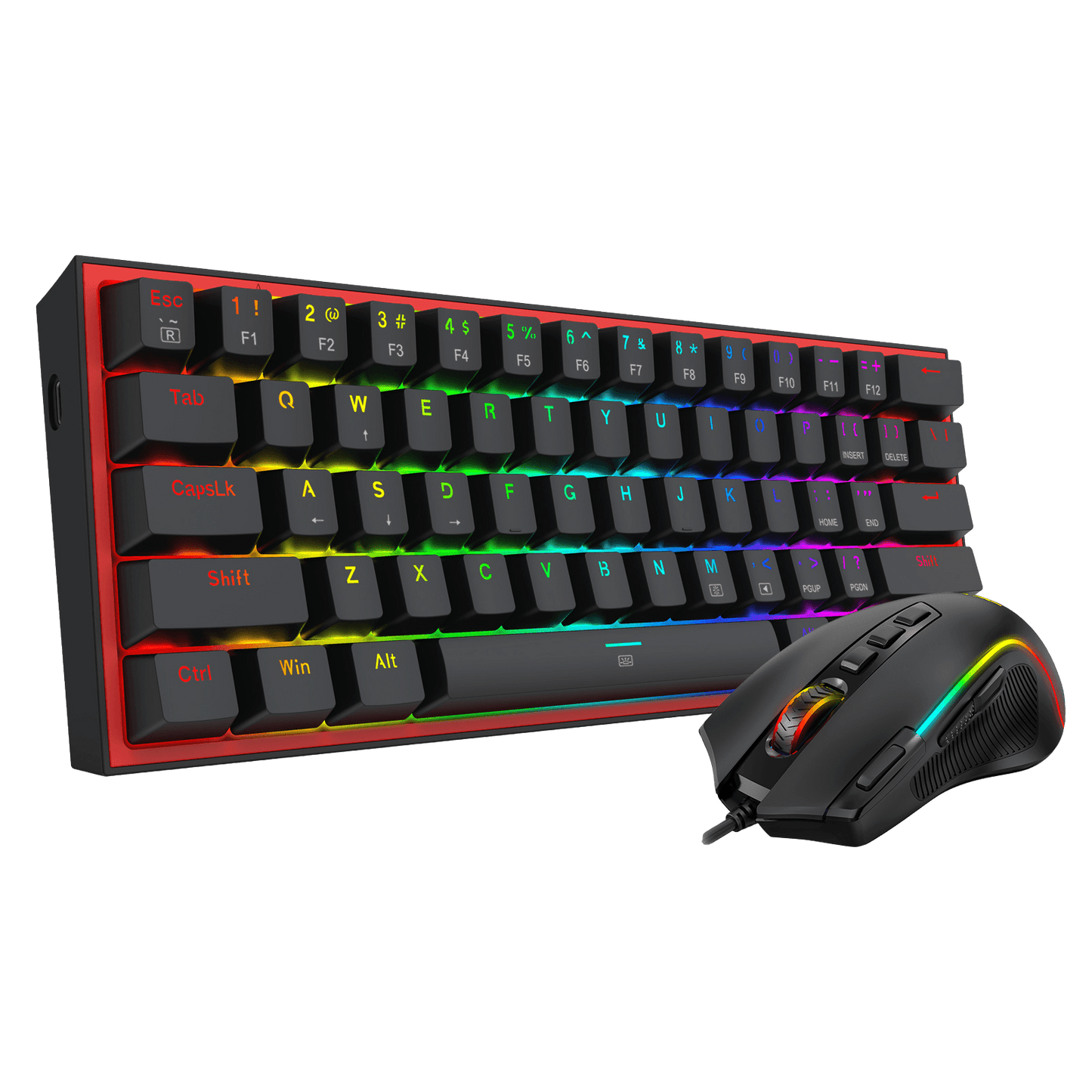 Redragon CB201 Gaming Keyboard & Mouse Combo, 61 Keys K617 Wired RGB Gaming Keyboard and 8000 DPI Wired M612 Gaming Mouse Bundle, Black