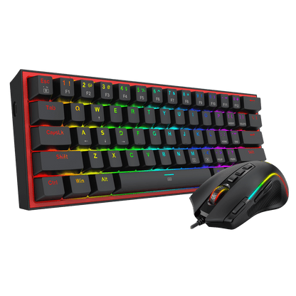 Redragon CB201 Gaming Keyboard & Mouse Combo, 61 Keys K617 Wired RGB Gaming Keyboard and 8000 DPI Wired M612 Gaming Mouse Bundle, Black