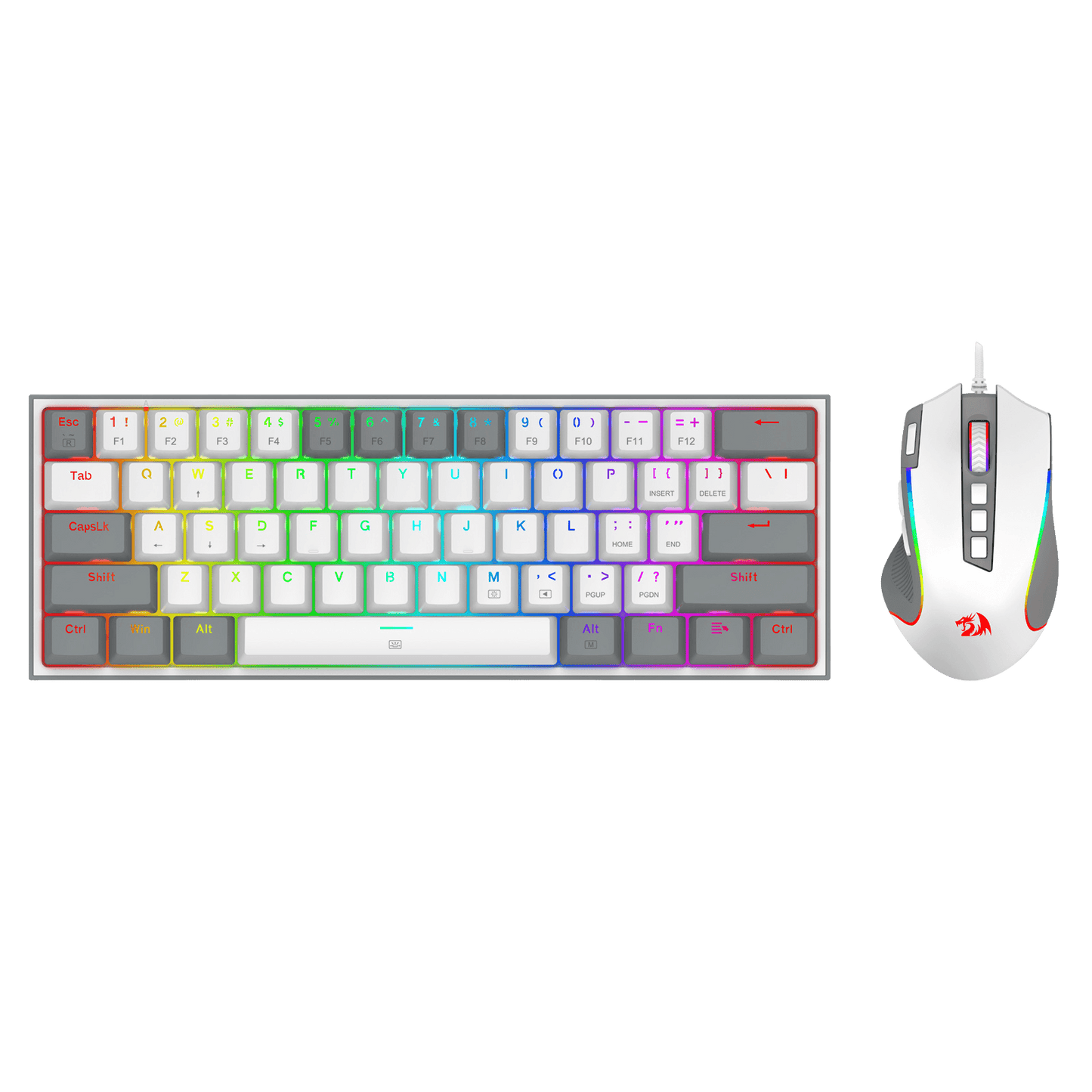 Redragon CB201 Gaming Keyboard & Mouse Combo, 61 Keys K617 Wired RGB Gaming Keyboard and 8000 DPI Wired M612 Gaming Mouse Bundle, Grey | show