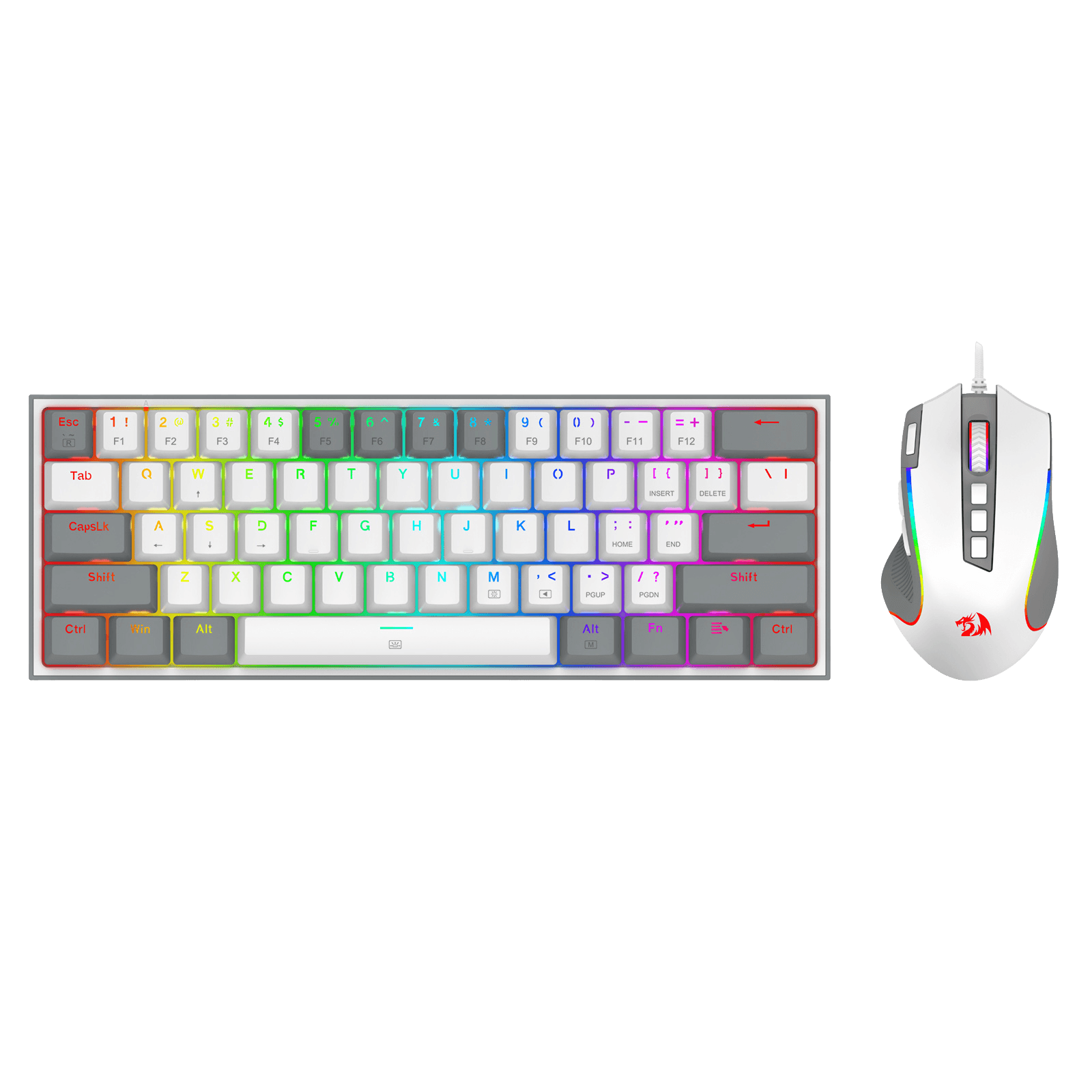 Redragon CB201 Gaming Keyboard & Mouse Combo, 61 Keys K617 Wired RGB Gaming Keyboard and 8000 DPI Wired M612 Gaming Mouse Bundle, Grey | show