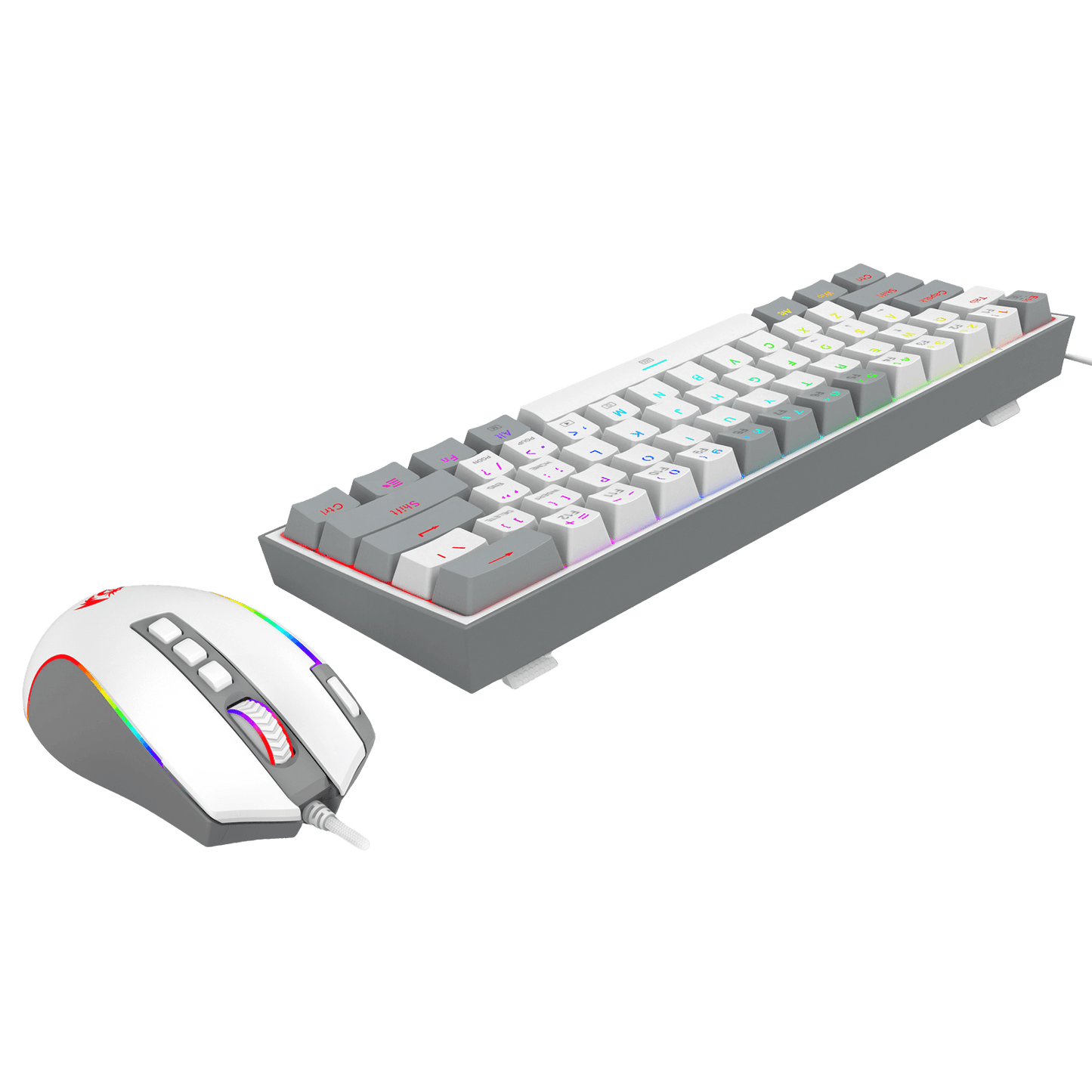 Redragon CB201 Gaming Keyboard & Mouse Combo, 61 Keys K617 Wired RGB Gaming Keyboard and 8000 DPI Wired M612 Gaming Mouse Bundle, Grey