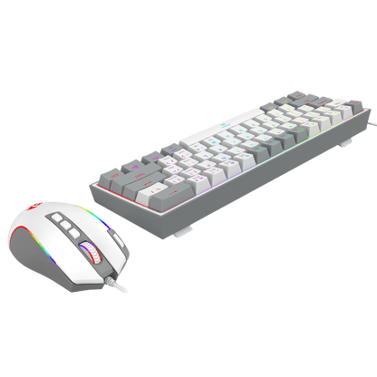 Redragon CB201 Gaming Keyboard & Mouse Combo, 61 Keys K617 Wired RGB Gaming Keyboard and 8000 DPI Wired M612 Gaming Mouse Bundle, Grey