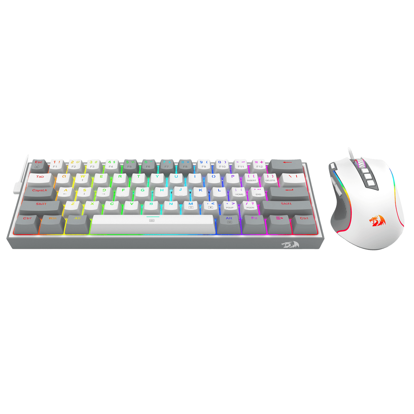 Redragon CB201 Gaming Keyboard & Mouse Combo, 61 Keys K617 Wired RGB Gaming Keyboard and 8000 DPI Wired M612 Gaming Mouse Bundle, Grey