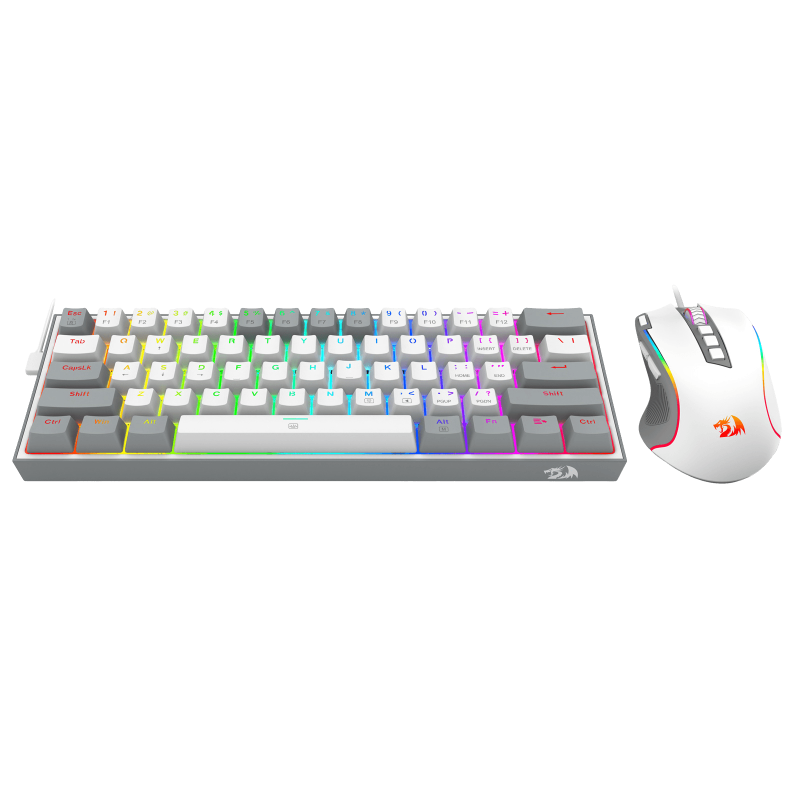 Redragon CB201 Gaming Keyboard & Mouse Combo, 61 Keys K617 Wired RGB Gaming Keyboard and 8000 DPI Wired M612 Gaming Mouse Bundle, Grey