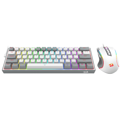 Redragon CB201 Gaming Keyboard & Mouse Combo, 61 Keys K617 Wired RGB Gaming Keyboard and 8000 DPI Wired M612 Gaming Mouse Bundle, Grey