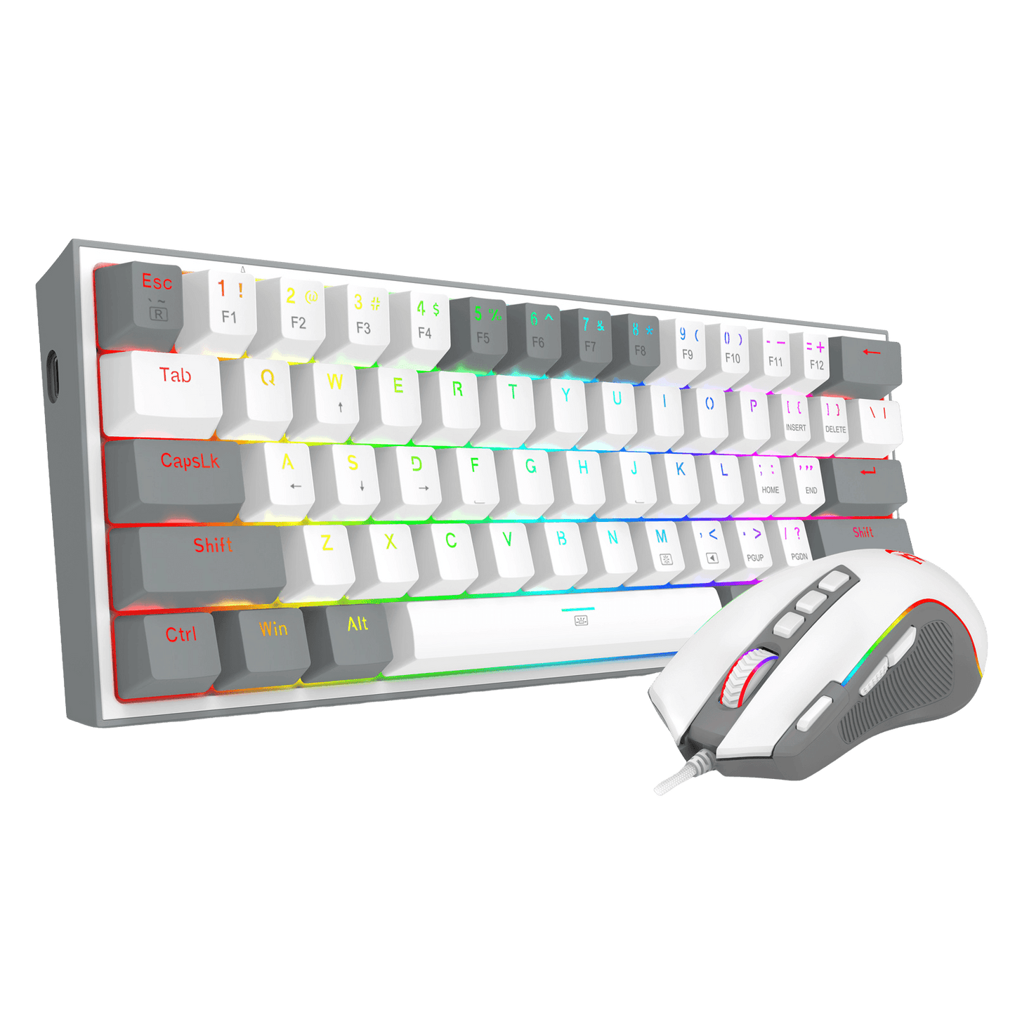 Redragon CB201 Gaming Keyboard & Mouse Combo, 61 Keys K617 Wired RGB Gaming Keyboard and 8000 DPI Wired M612 Gaming Mouse Bundle, Grey