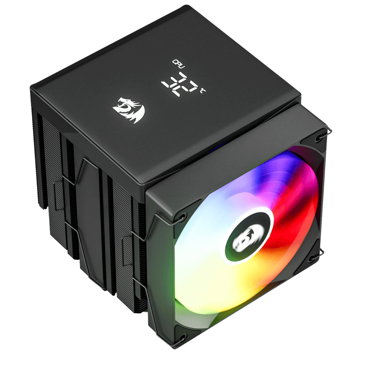 Redragon CC2311 CPU Cooler, Dual 120mm PWM Fans, TDP 260W, Digital Screen Top Cover, 6×Ф6mm Heatpipes, ARGB PWM PC Fans, CPU Air Cooler Compatible with Intel LGA1851/1700/1200/115X; AMD AM5/AM4/AM3