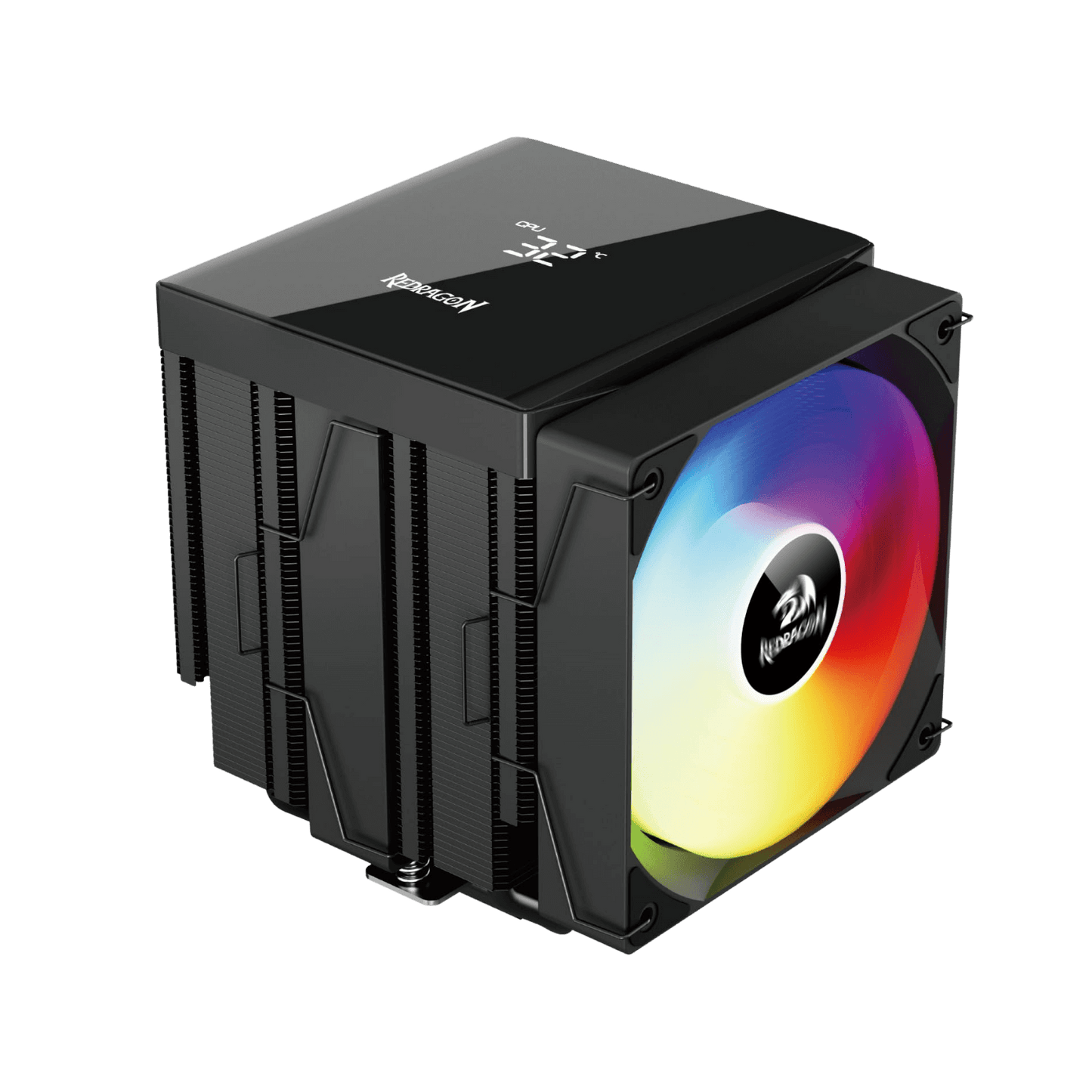 Redragon CC2311 CPU Cooler, Dual 120mm PWM Fans, TDP 260W, Digital Screen Top Cover, 6×Ф6mm Heatpipes, ARGB PWM PC Fans, CPU Air Cooler Compatible with Intel LGA1851/1700/1200/115X; AMD AM5/AM4/AM3