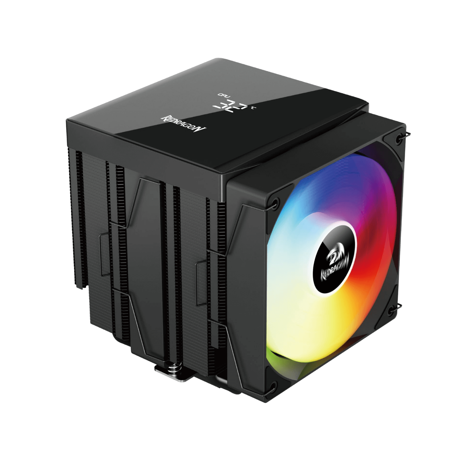 Redragon CC2311 CPU Cooler, Dual 120mm PWM Fans, TDP 260W, Digital Screen Top Cover, 6×Ф6mm Heatpipes, ARGB PWM PC Fans, CPU Air Cooler Compatible with Intel LGA1851/1700/1200/115X; AMD AM5/AM4/AM3