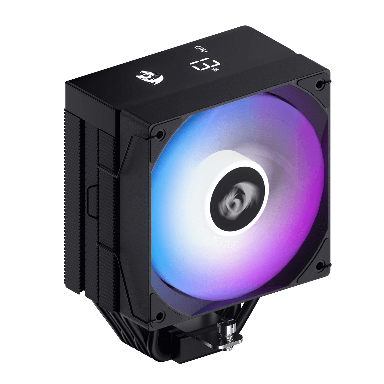 Redragon CC2312 CPU Cooler, 120mm Single-Tower, TDP 220W, Digital Screen Top Cover, 6×Ф6mm Heatpipes, ARGB PWM PC Fans, CPU Air Cooler Compatible with Intel LGA1851/1700/1200/115X; AMD AM5/AM4