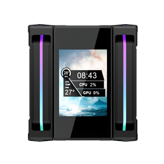 Redragon CC2313 CPU Cooler, Single-Tower Dual 120mm ARGB PWM Fan, TDP 250W, LCD Screen Top Cover, 6×Ф6mm Heatpipes, CPU Air Cooler Compatible with Intel LGA1851/1700/1200/115X; AMD AM5/AM4/AM3