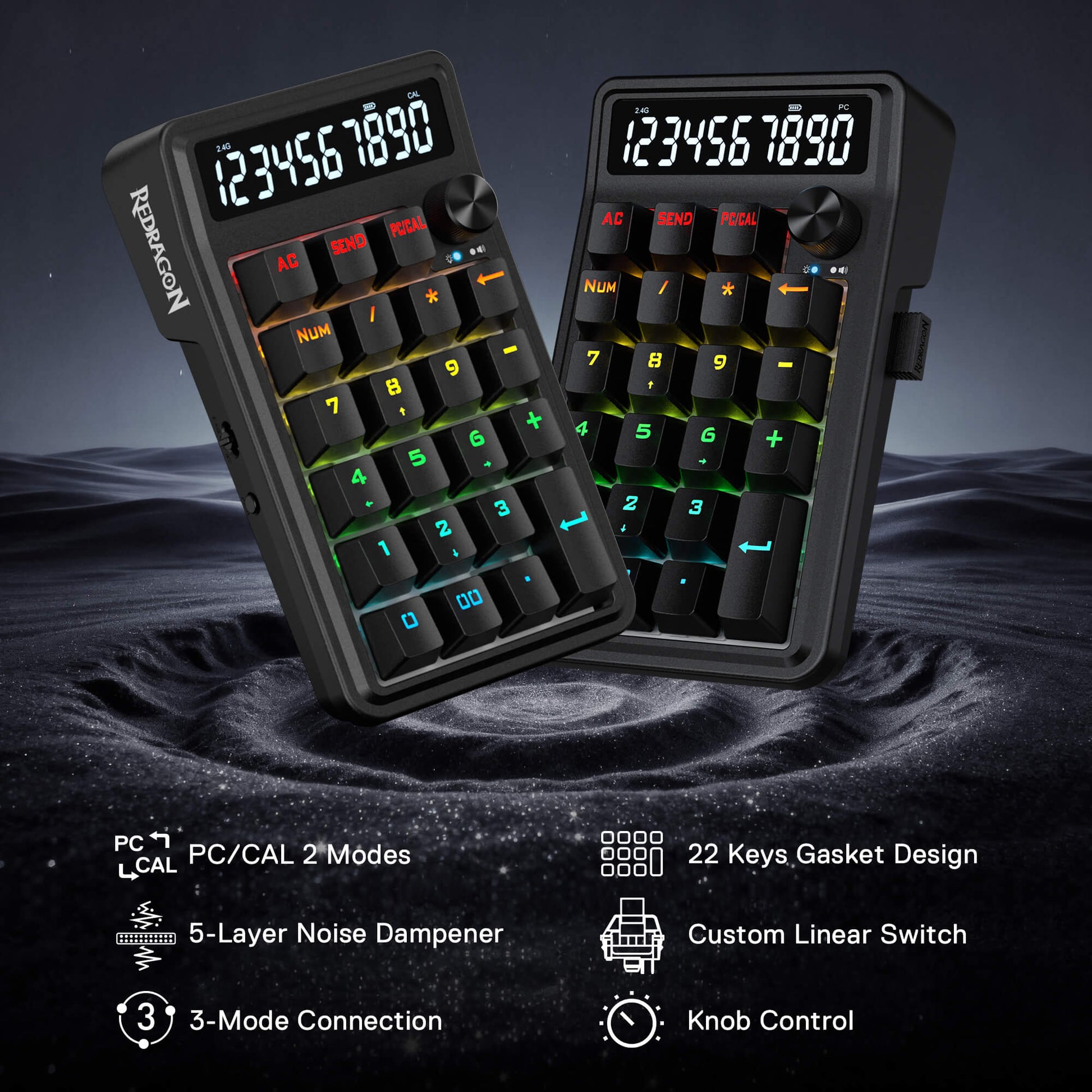 Redragon Two small keyboards with numeric keypad design on a dark background