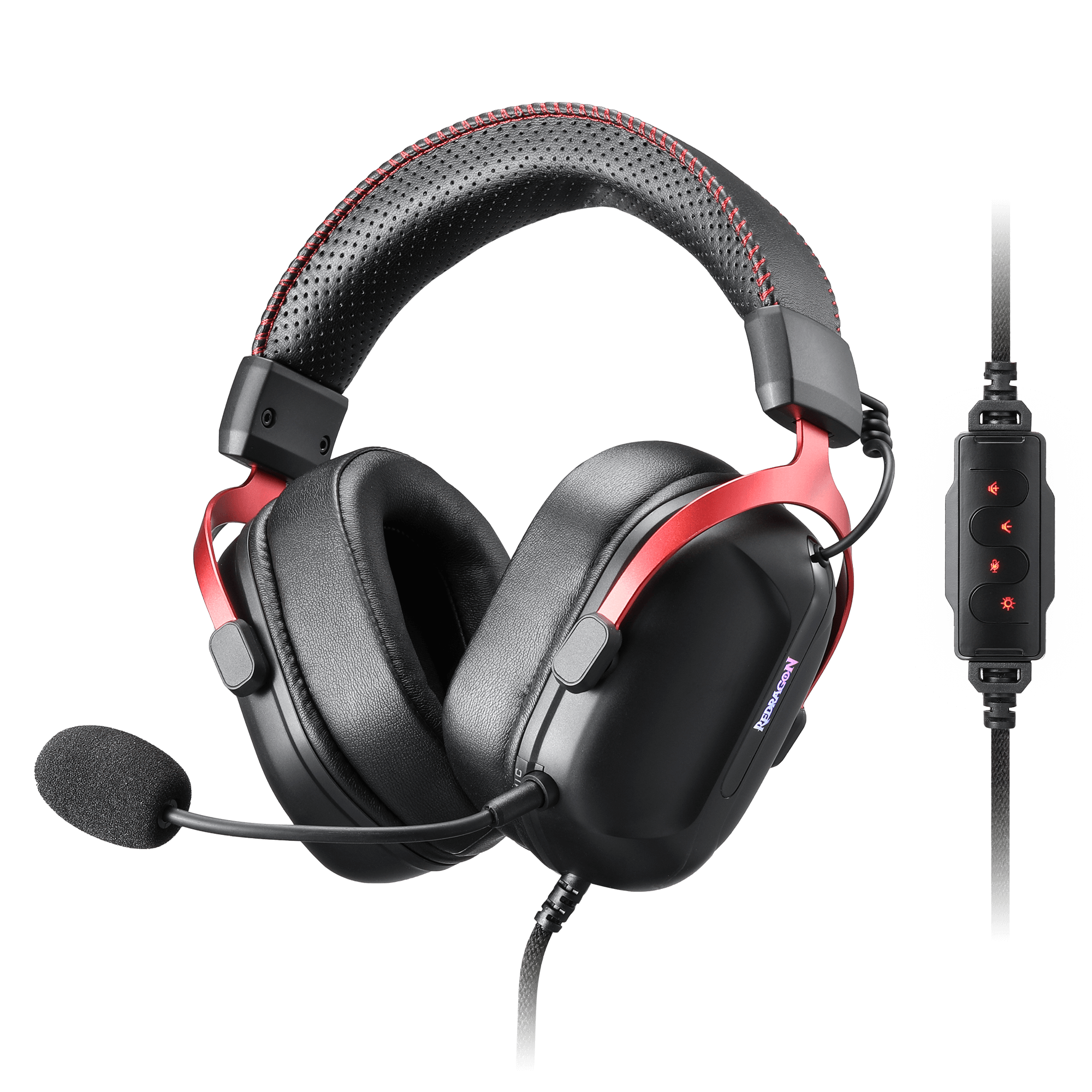 Redragon H312 Wired Gaming Headset, 7.1 Surround Sound, 50 mm Drivers, PU Leather Foam Ear Pads, Detachable Noise-canceling Microphone, Over-Ear Headphones Works for Mobile, PC/PS3/PS4/PS5