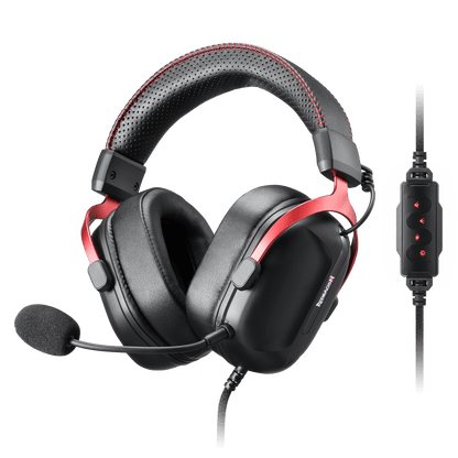 Redragon H312 Wired Gaming Headset, 7.1 Surround Sound, 50 mm Drivers, PU Leather Foam Ear Pads, Detachable Noise-canceling Microphone, Over-Ear Headphones Works for Mobile, PC/PS3/PS4/PS5