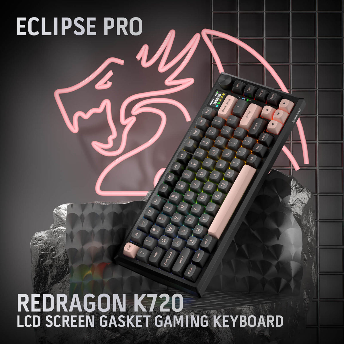 Redragon ECLIPSE K720 PRO 75% CNC Aluminum Gasket Gaming Keyboard ...