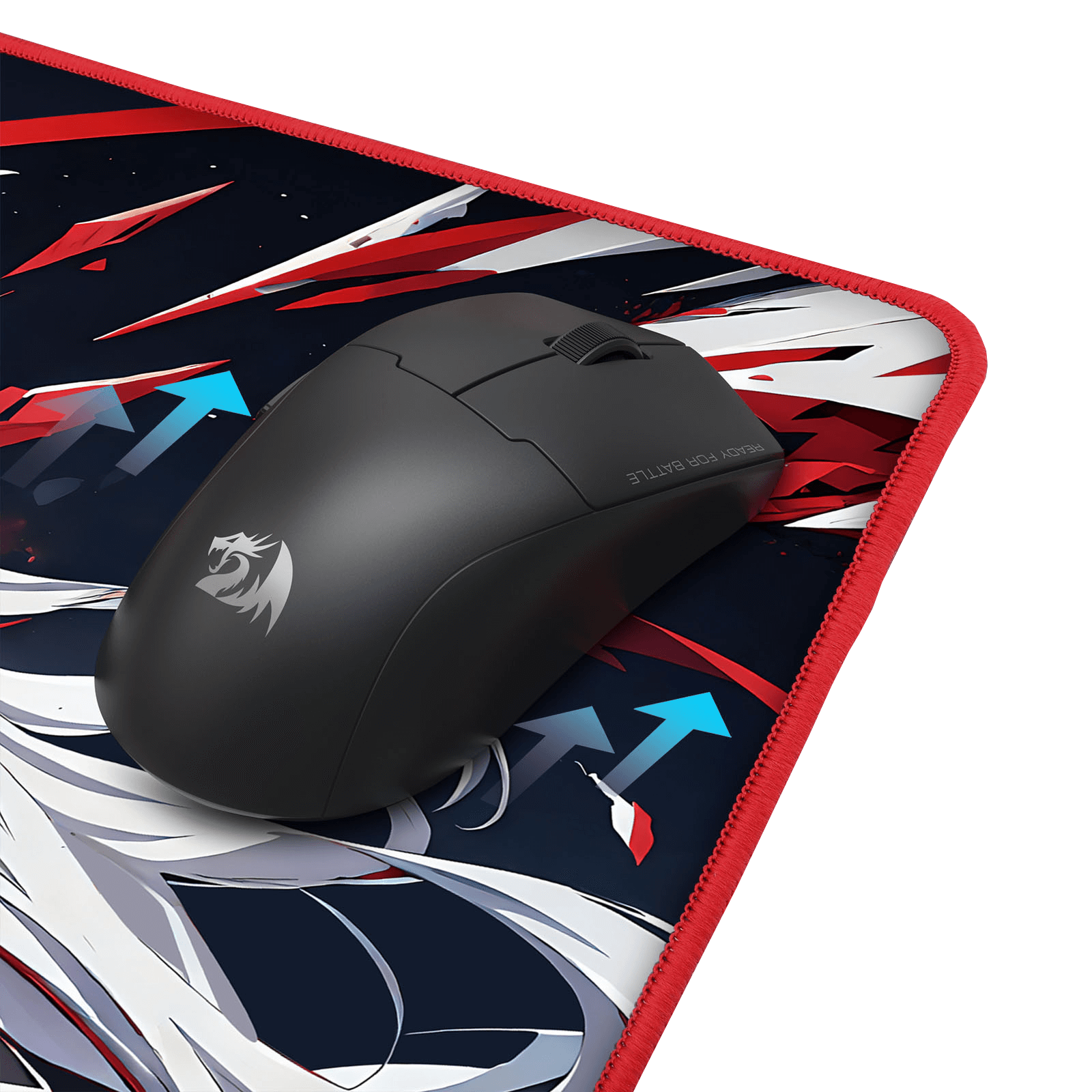 Redragon EISA P047 Anime Black Gaming Mouse Pad - Smooth Lycra Surface, Anti-Slip Rubber Base, Spill-Resistant, Durable 3mm Thick Design, Available in Small (13x10 in) & Large (35x16 in), Computer Mouse Mat, Extended Desk Pad,  Perfect for Gaming & Work, Pairs with EISA K1NG M916 PRO Mouse 