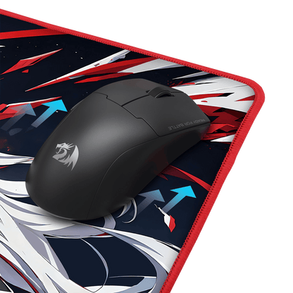 Redragon EISA P047 Anime Black Gaming Mouse Pad - Smooth Lycra Surface, Anti-Slip Rubber Base, Spill-Resistant, Durable 3mm Thick Design, Available in Small (13x10 in) & Large (35x16 in), Computer Mouse Mat, Extended Desk Pad,  Perfect for Gaming & Work, Pairs with EISA K1NG M916 PRO Mouse 