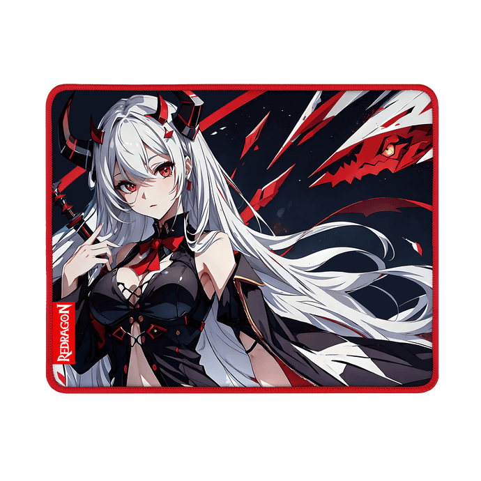 Redragon EISA P047 Anime Black Gaming Mouse Pad - Smooth Lycra Surface, Anti-Slip Rubber Base, Spill-Resistant, Durable 3mm Thick Design, Available in Small (13x10 in) & Large (35x16 in), Computer Mouse Mat, Extended Desk Pad,  Perfect for Gaming & Work, Pairs with EISA K1NG M916 PRO Mouse 