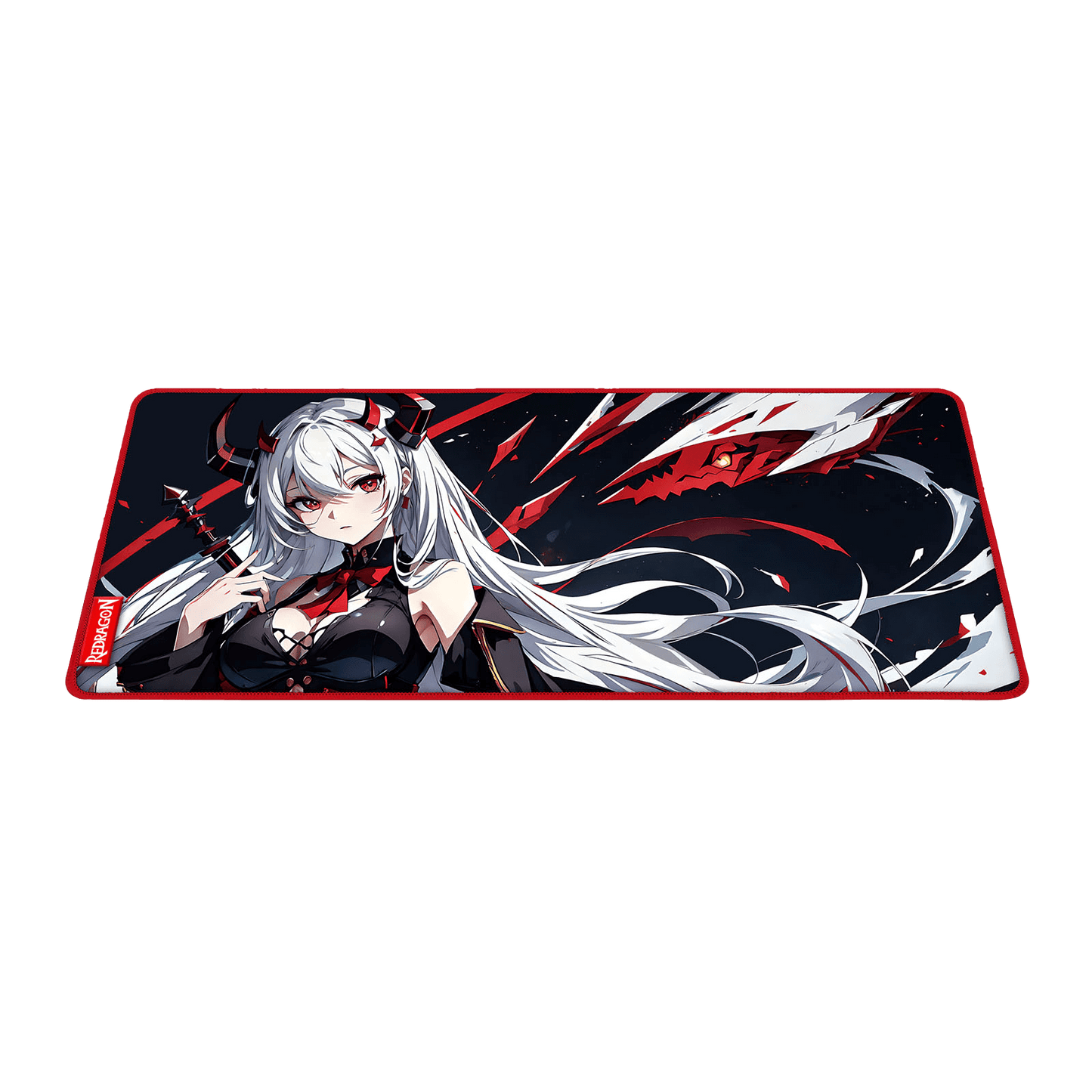 Redragon EISA P047 Anime Black Gaming Mouse Pad - Smooth Lycra Surface, Anti-Slip Rubber Base, Spill-Resistant, Durable 3mm Thick Design, Available in Small (13x10 in) & Large (35x16 in), Computer Mouse Mat, Extended Desk Pad,  Perfect for Gaming & Work, Pairs with EISA K1NG M916 PRO Mouse 