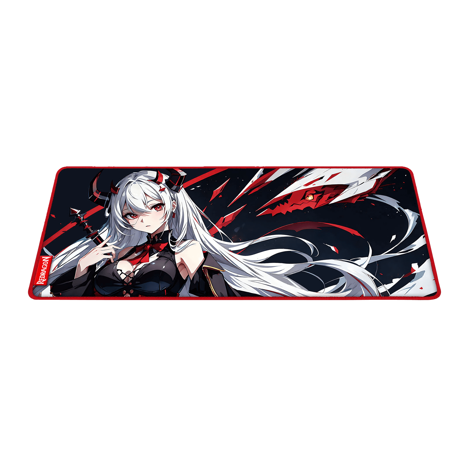 Redragon EISA P047 Anime Black Gaming Mouse Pad - Smooth Lycra Surface, Anti-Slip Rubber Base, Spill-Resistant, Durable 3mm Thick Design, Available in Small (13x10 in) & Large (35x16 in), Computer Mouse Mat, Extended Desk Pad,  Perfect for Gaming & Work, Pairs with EISA K1NG M916 PRO Mouse 