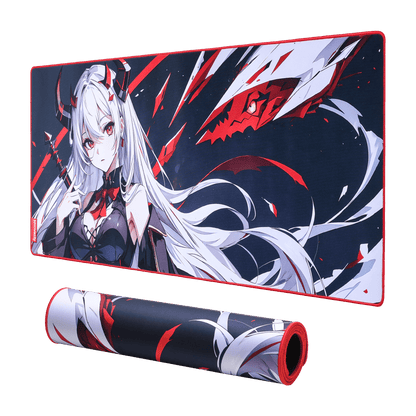 Redragon EISA P047 Anime Black Gaming Mouse Pad - Smooth Lycra Surface, Anti-Slip Rubber Base, Spill-Resistant, Durable 3mm Thick Design, Available in Small (13x10 in) & Large (35x16 in), Computer Mouse Mat, Extended Desk Pad,  Perfect for Gaming & Work, Pairs with EISA K1NG M916 PRO Mouse 