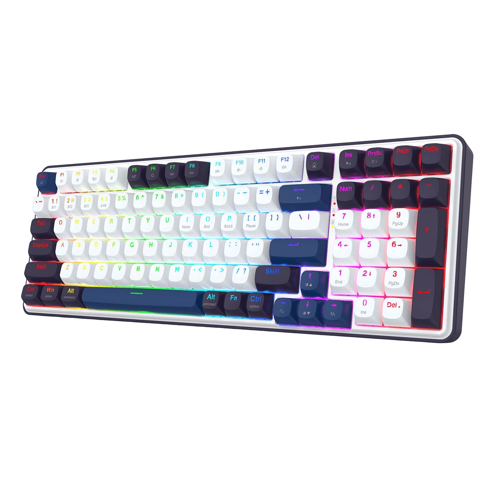 Mechanical keyboard with RGB lighting on a black background