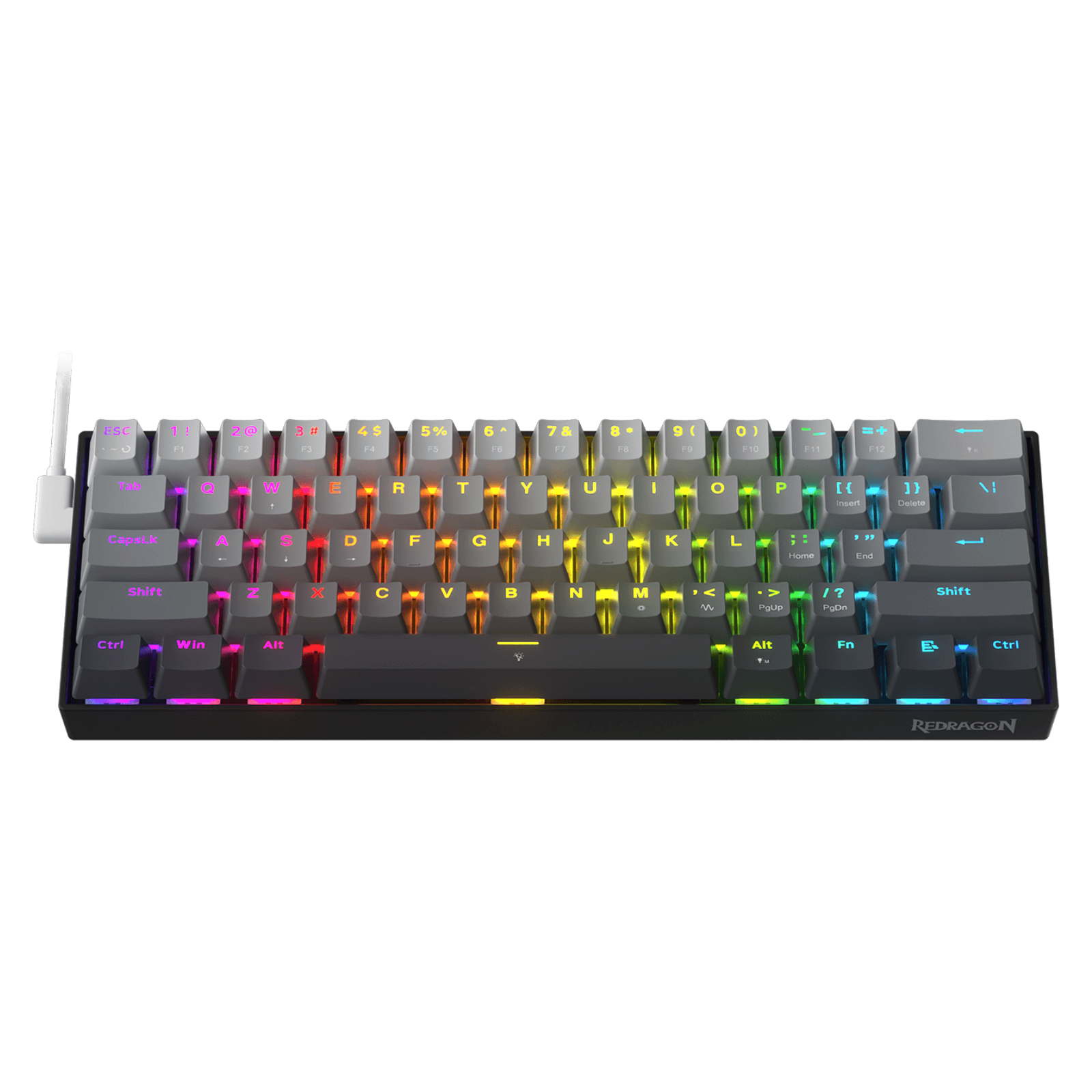 Redragon K617 Rapid Trigger Gaming Keyboard, 60% Wired Mechanical Keyboard w/ 8k Hz Polling Rate, Hyper-Fast 0.2mm Actuation Custom Magnetic Switch Adjustable via Software, Misty Grey