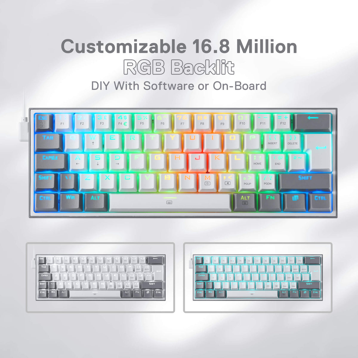 FIZZ K617 60% White & Grey UK QWERTY Compact Mechanical K..., image 6 of 7