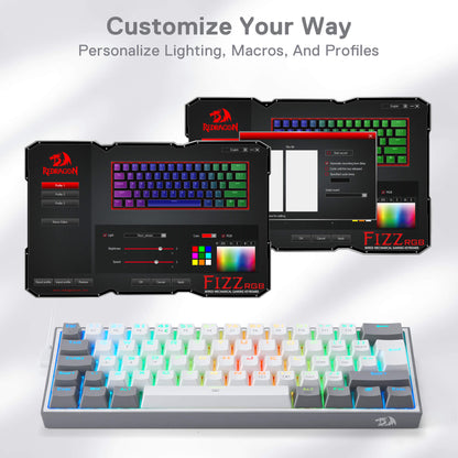 FIZZ K617 60% White & Grey UK QWERTY Compact Mechanical Keyboard - thumbnail 7
