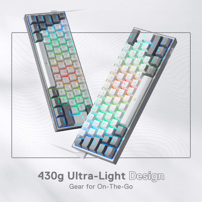 FIZZ K617 60% White & Grey UK QWERTY Compact Mechanical Keyboard - thumbnail 3