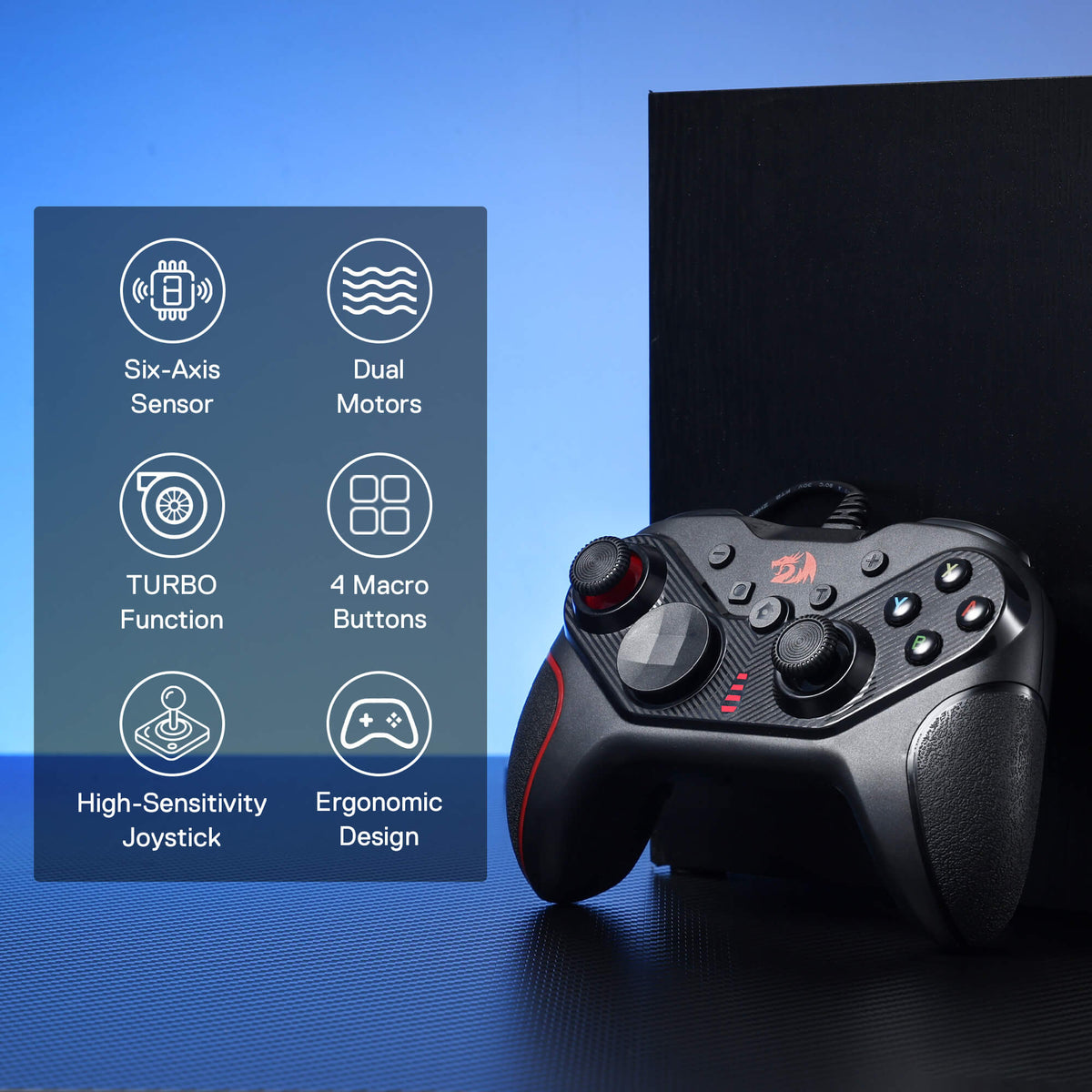 Redragon RIFT G710 Wired Gaming Controller | Works For Switch, PS3, PC ...