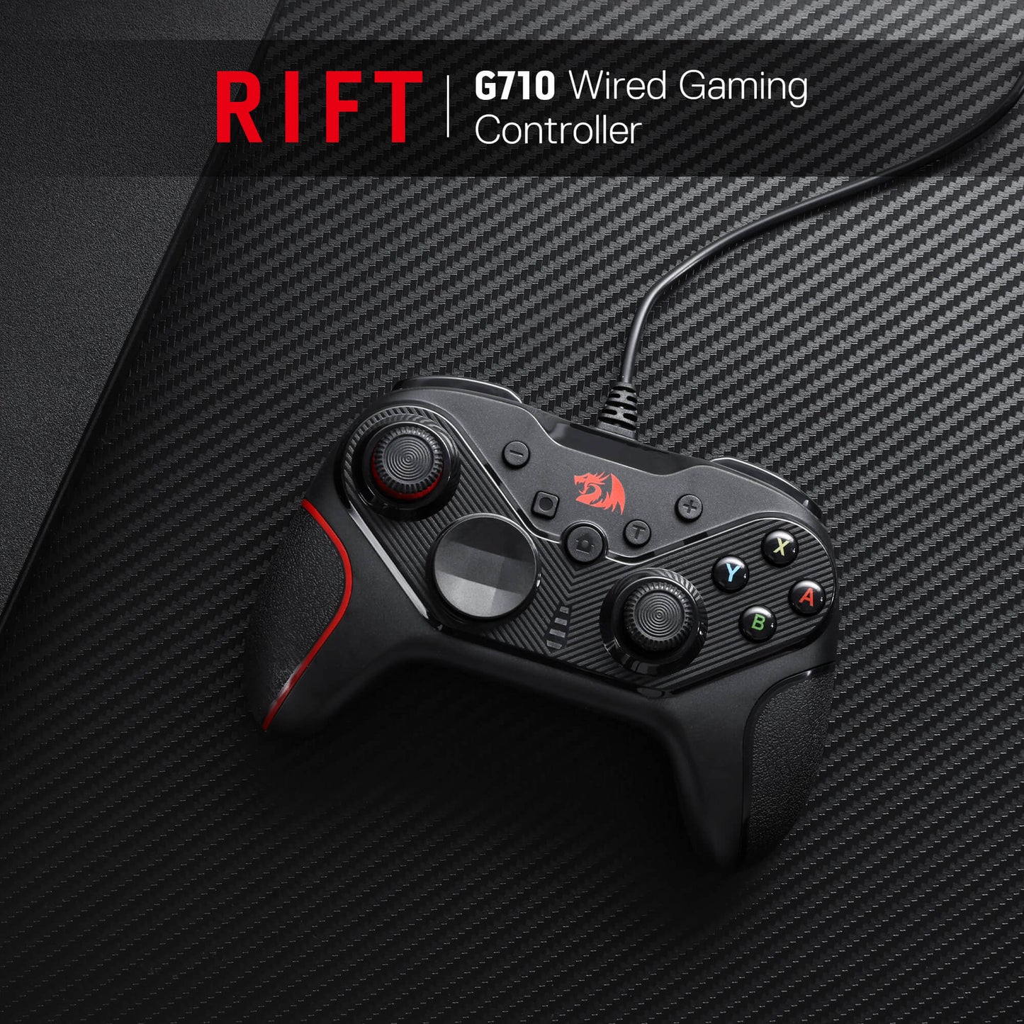 Redragon G710 Wired Gaming Controller - Dual Vibration Motors, Rapid Trigger, Ergonomic Design, 4 Programmable Keys, Customizable Macros, Adjustable Joystick Heights - Work for PC & Android & NS