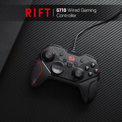 Redragon G710 Wired Gaming Controller - Dual Vibration Motors, Rapid Trigger, Ergonomic Design, 4 Programmable Keys, Customizable Macros, Adjustable Joystick Heights - Work for PC & Android & NS